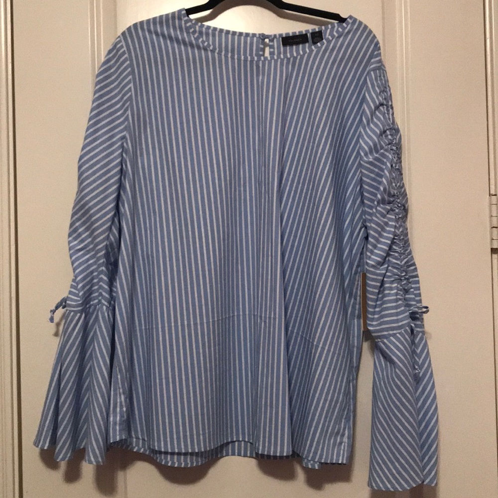 Blue and white striped blouse. NEW with tags!